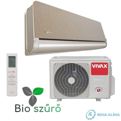 VIVAX H+ DESIGN Klíma ACP-12CH35AEHI+ GOLD 3,5 kW Ionizáló 180° Airflow Bio Hepa Szűrőrendszer Arany színű