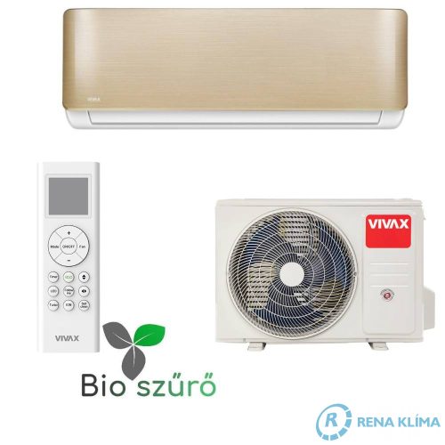 VIVAX R+ DESIGN GOLD Klíma ACP-09CH25AERI+ 2,6 kW Energiahatékony Bio Hepa szűrővel Arany színű