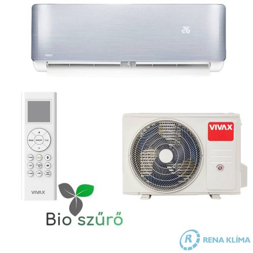 VIVAX R+ DESIGN SILVER Klíma ACP-09CH25AERI+ 2,6 kW Energiahatékony Bio Hepa szűrővel Ezüst színű