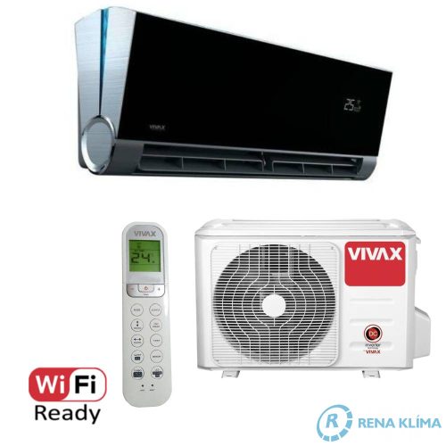 VIVAX V DESIGN GREY Klíma ACP-12CH35AEVIs 3,5 kW Színes egyedi előlap 2 színű LED fénnyel Defrosting funkcióval Metál szürke
